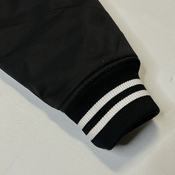 True Religion Jacket Mens 2XL Button Snap Satin Bomber Black Horseshoe Logo - Picture 6 of 16